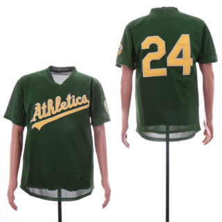 Athletics 24 Rickey Henderson Green BP Mesh Jersey