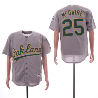 Athletics 25 Mark McGwire Gray Cool Base Jersey