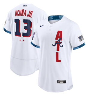 Atlanta Braves #13 Ronald Acuna Jr. 2021 White All-Star Flex Base Stitched MLB Jersey