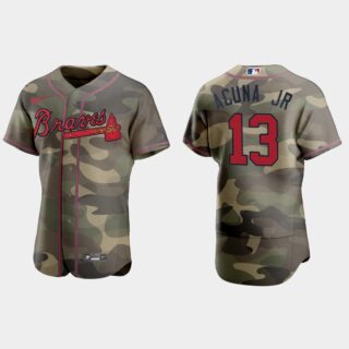 Atlanta Braves #13 Ronald Acuna Jr. Men's Nike 2021 Armed Forces Day Authentic MLB Jersey -Camo