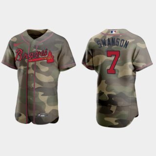 Atlanta Braves #7 Dansby Swanson Men's Nike 2021 Armed Forces Day Authentic MLB Jersey -Camo