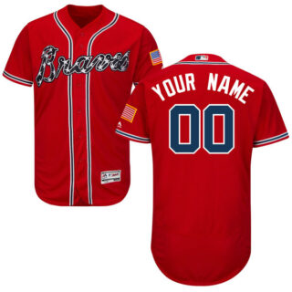 Atlanta Braves Red Men's Customized Flexbase Jersey