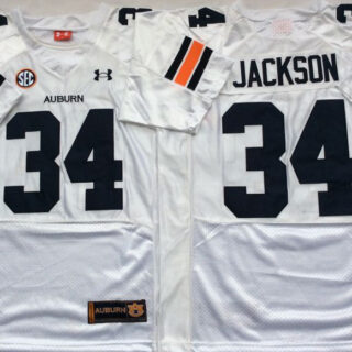 Auburn Tigers 34 Bo Jackson White College Football Jersey