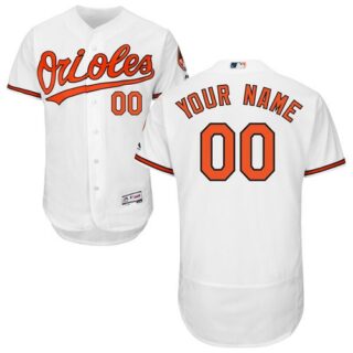 Baltimore Orioles White Men's Flexbase Customized Jersey