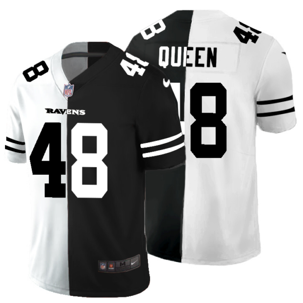 Baltimore Ravens #48 Patrick Queen Men's Black V White Peace Split Nike Vapor Untouchable Limited NFL Jersey