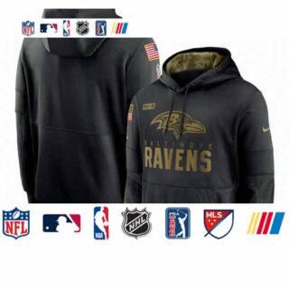 Baltimore Ravens Nike 2020 Salute to Service Sideline Performance Pullover Hoodie Black