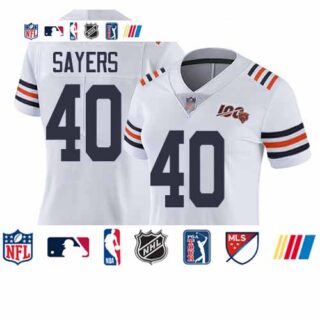 Bears #40 Gale Sayers White Alternate Women's Stitched Football Vapor Untouchable Limited 100th Season Jersey