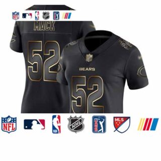 Bears #52 Khalil Mack Black Gold Women's Stitched Football Vapor Untouchable Limited Jersey