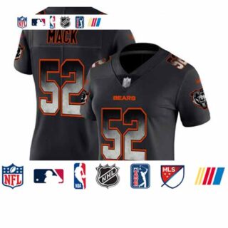 Bears #52 Khalil Mack Black Women's Stitched Football Vapor Untouchable Limited Smoke Fashion Jersey
