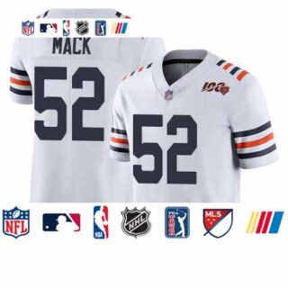 Bears #52 Khalil Mack White Alternate Men's Stitched Football Vapor Untouchable Limited 100th Season Jersey