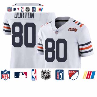 Bears #80 Trey Burton White Alternate Men's Stitched Football Vapor Untouchable Limited 100th Season Jersey