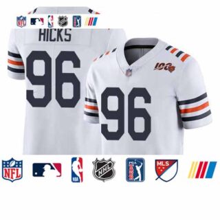 Bears #96 Akiem Hicks White Alternate Men's Stitched Football Vapor Untouchable Limited 100th Season Jersey