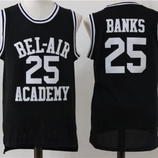 Bel-Air Academy 25 Carlton Banks Black Stitched Movie Jersey