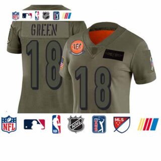 Bengals #18 A.J. Green Camo Women's Stitched Football Limited 2019 Salute to Service Jersey