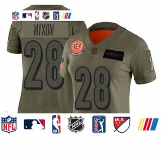 Bengals #28 Joe Mixon Camo Women's Stitched Football Limited 2019 Salute to Service Jersey