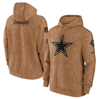 Big Size Men's Dallas Cowboys 2023 Brown Salute To Service Pullover Hoodie