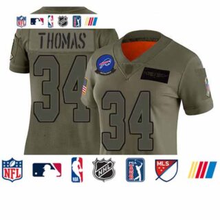 Bills #34 Thurman Thomas Camo Women's Stitched Football Limited 2019 Salute to Service Jersey