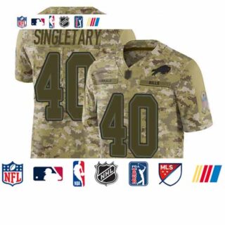 Bills #40 Devin Singletary Camo Men's Stitched Football Limited 2018 Salute To Service Jersey