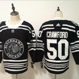 Blackhawks 50 Corey Crawford Black 2019 Winter Classic Adidas Jersey