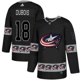 Blue Jackets 18 Pierre-Luc Dubois Black Team Logos Fashion Adidas Jersey