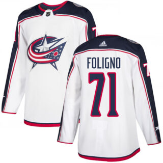 Blue Jackets #71 Nick Foligno White Road Authentic Stitched Hockey Jersey