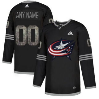 Blue Jackets Black Shadow Logo Print Men's Customized Adidas Jersey