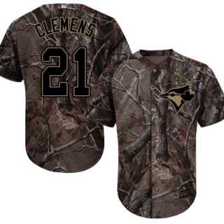 Blue Jays #21 Roger Clemens Camo Realtree Collection Cool Base Stitched Baseball Jersey