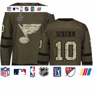 Blues #10 Brayden Schenn Green Salute to Service Stanley Cup Final Bound Stitched Hockey Jersey
