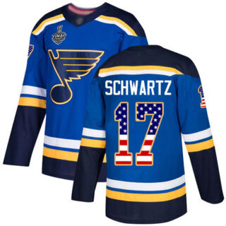 Blues #17 Jaden Schwartz Blue Home Authentic USA Flag Stanley Cup Final Bound Stitched Youth Hockey Jersey