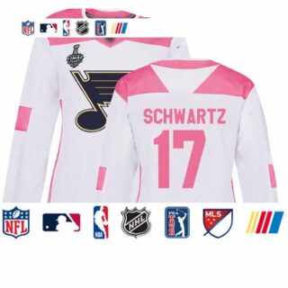 Blues #17 Jaden Schwartz White Pink Authentic Fashion Stanley Cup Final Bound Women's Stitched Hockey Jersey