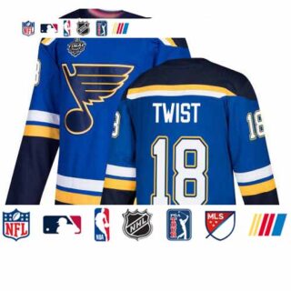 Blues #18 Tony Twist Blue Home Authentic Stanley Cup Final Bound Stitched Hockey Jersey