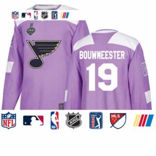 Blues #19 Jay Bouwmeester Purple Authentic Fights Cancer Stanley Cup Final Bound Stitched Hockey Jersey