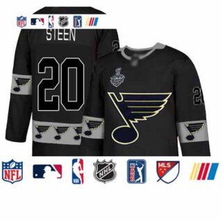 Blues #20 Alexander Steen Black Authentic Team Logo Fashion Stanley Cup Final Bound Stitched Hockey Jersey