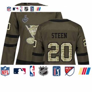 Blues #20 Alexander Steen Green Salute to Service Stanley Cup Final Bound Women's Stitched Hockey Jersey
