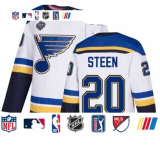 Blues #20 Alexander Steen White Road Authentic Stanley Cup Final Bound Stitched Youth Hockey Jersey