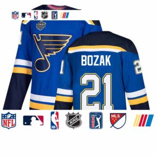Blues #21 Tyler Bozak Blue Home Authentic Stanley Cup Final Bound Stitched Hockey Jersey