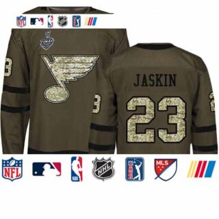Blues #23 Dmitrij Jaskin Green Salute to Service Stanley Cup Final Bound Stitched Hockey Jersey