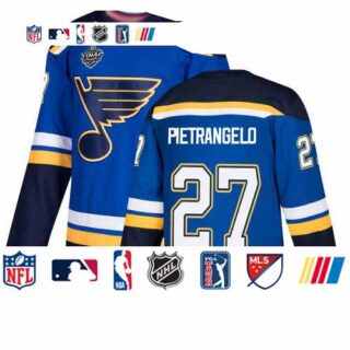 Blues #27 Alex Pietrangelo Blue Home Authentic Stanley Cup Final Bound Stitched Youth Hockey Jersey