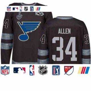 Blues #34 Jake Allen Black 1917-2017 100th Anniversary Stanley Cup Final Bound Stitched Hockey Jersey