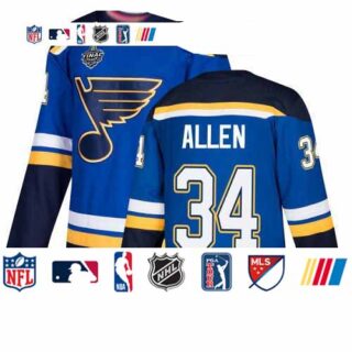 Blues #34 Jake Allen Blue Home Authentic Stanley Cup Final Bound Stitched Youth Hockey Jersey