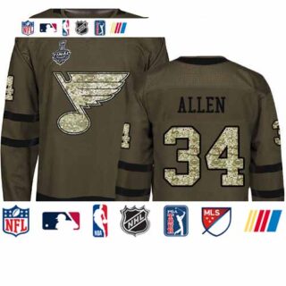 Blues #34 Jake Allen Green Salute to Service Stanley Cup Final Bound Stitched Hockey Jersey