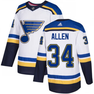 Blues #34 Jake Allen White Road Authentic Stitched Hockey Jersey