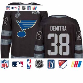 Blues #38 Pavol Demitra Black 1917-2017 100th Anniversary Stanley Cup Final Bound Stitched Hockey Jersey