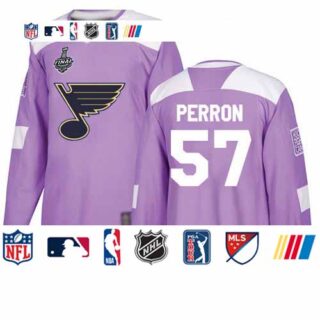 Blues #57 David Perron Purple Authentic Fights Cancer Stanley Cup Final Bound Stitched Youth Hockey Jersey