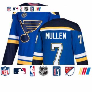 Blues #7 Joe Mullen Blue Home Authentic Stanley Cup Final Bound Stitched Hockey Jersey