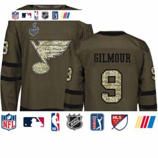 Blues #9 Doug Gilmour Green Salute to Service Stanley Cup Final Bound Stitched Hockey Jersey