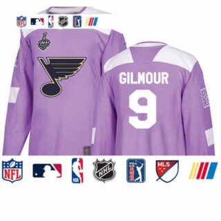 Blues #9 Doug Gilmour Purple Authentic Fights Cancer Stanley Cup Final Bound Stitched Hockey Jersey