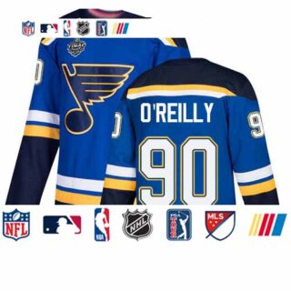 Blues #90 Ryan O'Reilly Blue Home Authentic Stanley Cup Final Bound Stitched Hockey Jersey