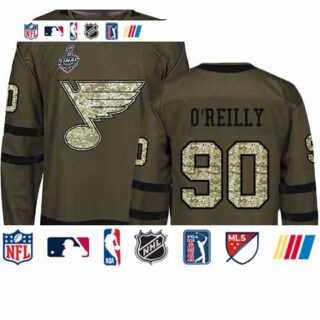 Blues #90 Ryan O'Reilly Green Salute to Service Stanley Cup Final Bound Stitched Youth Hockey Jersey