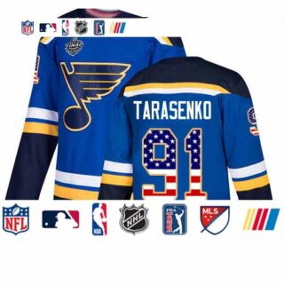 Blues #91 Vladimir Tarasenko Blue Home Authentic USA Flag Stanley Cup Final Bound Stitched Youth Hockey Jersey